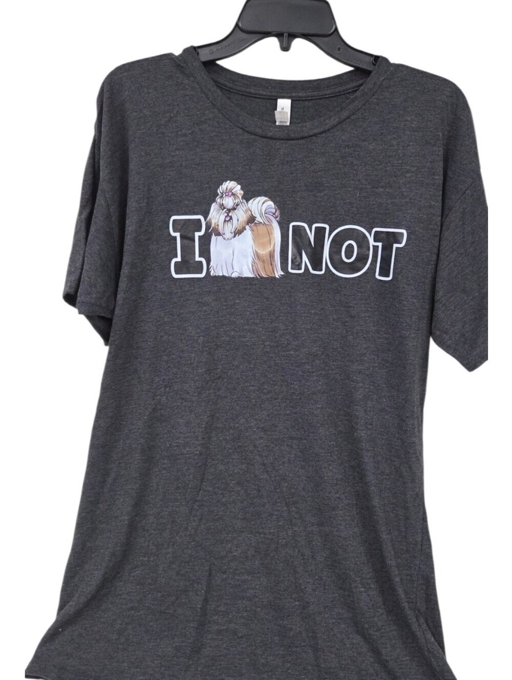 Graphic Pet Lover T-Shirt - Gray "I (Shih Tzu) Not" dog Bella Canvas Large Long
